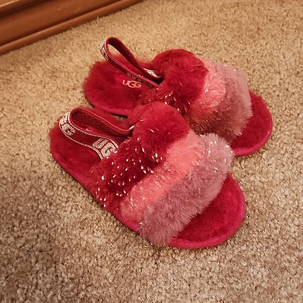 UGG T Fluff Yeah Metallic Sparkle Slippers